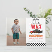 Invitation Deux Fast Red Flame Race Car 2e fête d'anniversair (Debout devant)