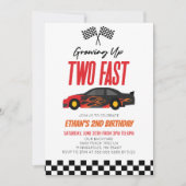 Invitation Deux Fast Red Flame Race Car 2e fête d'anniversair (Devant)