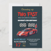 Invitation Deux Fast Red Race Car 2e fête d'anniversaire (Devant)