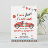 Invitation Deux Fast Red Race Car 2e fête d'anniversaire (Debout devant)