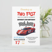 Invitation Deux Fast Red Race Car 2e fête d'anniversaire Blan (Debout devant)