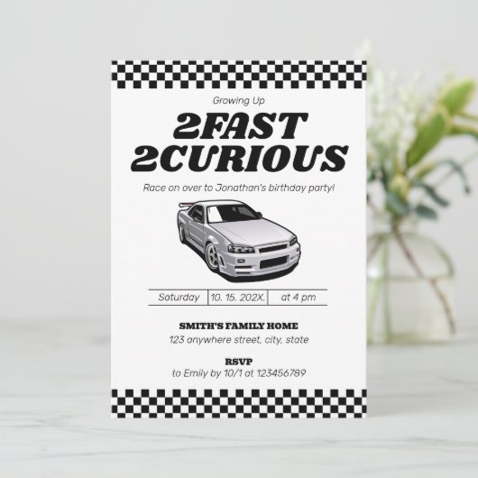 Invitation Deux Fast Two Handle Boy 2e fête d'anniversaire (Debout devant)