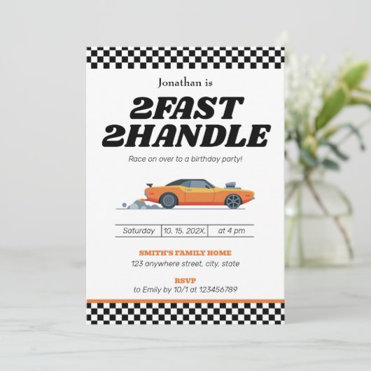 Invitation Deux Fast Two Handle Boy 2e fête d'anniversaire (Debout devant)
