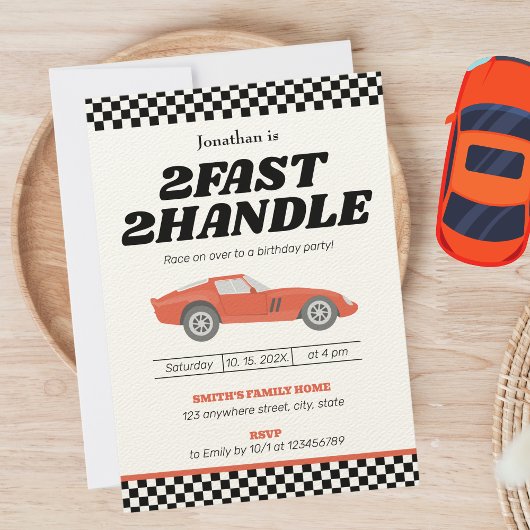 Invitation Deux Fast Two Handle Boy 2e fête d'anniversaire