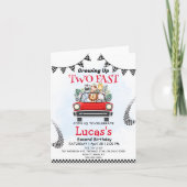 Invitation Deux Fast wild jungle Race Car 2e fête d'anniversa (Devant)