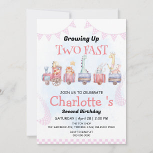 Invitation Deux Fast wild jungle Race Car 2e fête d'anniversa