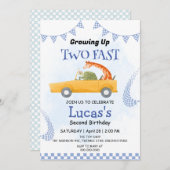 Invitation Deux Fast wild jungle Race Car 2e fête d'anniversa (Devant / Derrière)