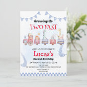 Invitation Deux Fast wild jungle Race Car 2e fête d'anniversa (Debout devant)