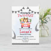 Invitation Deux Fast wild Safari Race Car 2e fête d'anniversa (Debout devant)