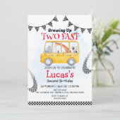 Invitation Deux Fast wild Safari Race Car 2e fête d'anniversa (Debout devant)