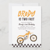 Invitation Deux Fast Yellow Dirt Bike Boy 2e anniversaire (Devant)