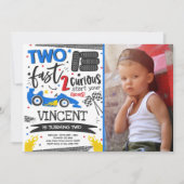 Invitation Deux fête d'anniversaire rapide Red Race Car 2e an (Devant)