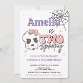 Invitation Deux fêtes d'anniversaire Halloween rose mignonnes (Devant)