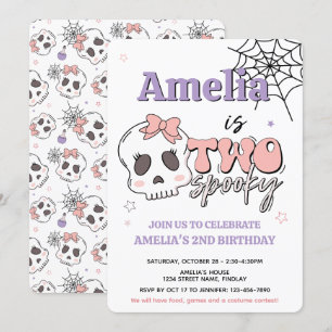 Invitation Deux fêtes d'anniversaire Halloween rose mignonnes