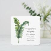Invitation Deux feuilles de palmier élégantes Mariage simple  (Debout devant)