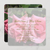 Invitation Deux fiançailles de fleur rose rose vif (Devant / Derrière)