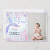Invitation Deux Fille de sirène de mer 2e photo d'anniversair (Devant)