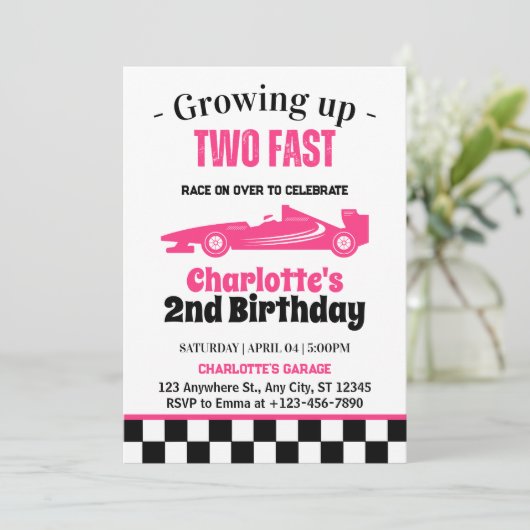 Invitation Deux Fille Rapide 2e fête d'anniversaire (Debout devant)