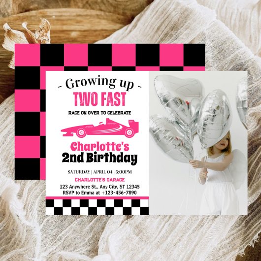 Invitation Deux Fille Rapide 2e fête d'anniversaire