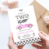 Invitation Deux Fille Rapide Voiture de Course Rose Anniversa