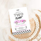 Invitation Deux Fille Rapide Voiture de Course Rose Anniversa
