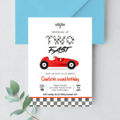Invitation Deux Fille Rapide Voiture de Course Rouge Annivers
