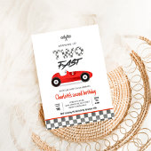 Invitation Deux Fille Rapide Voiture de Course Rouge Annivers