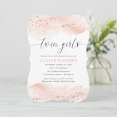 Invitation Deux filles aquarelle rose or rose rousse parties  (Debout devant)