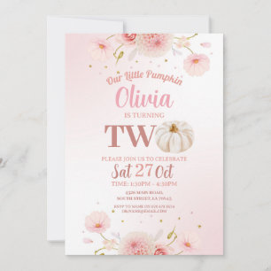 Invitation Deux Filles Citrouilles Rose fête d'anniversaire A