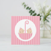 Invitation Deux filles dans un parapluie rose (Debout devant)