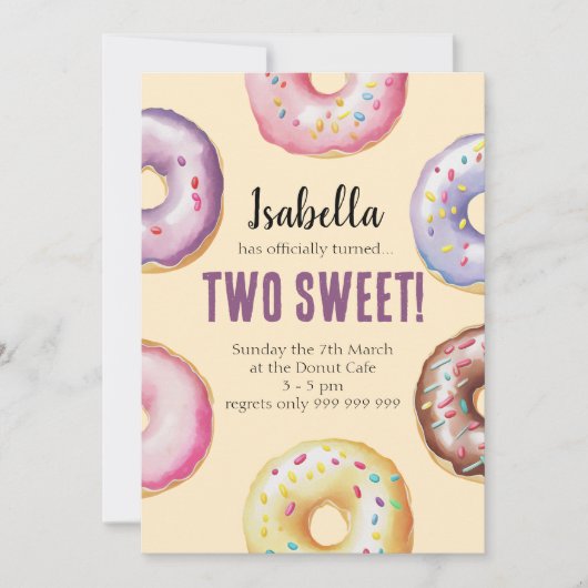 Invitation Deux filles d'aquarelle de beigne douce (Devant)