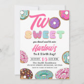 Invitation Deux filles de beignes sucrées et 2e anniversaire (Devant)