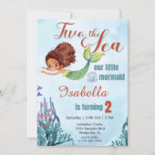Invitation Deux filles de sirènes marron de mer 2e anniversai (Devant)