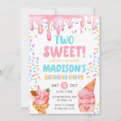 Invitation Deux filles douces crème glacée 2e anniversaire (Devant)