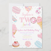 Invitation Deux filles douces Donut Pastel rose 2e anniversai (Devant)