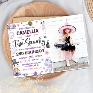 Invitation Deux filles Éffrayantes Halloween 2e anniversaire 