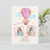 Invitation Deux Filles En Ballon À Air Chaud Photo Anniversai (Debout devant)