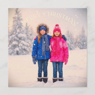 INVITATION DEUX FILLES ENFANTS DANS SCÈNE DE NEIGE NOËL DESIG