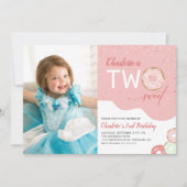 Invitation Deux filles roses douces 2ème anniversaire Invitat (Devant)