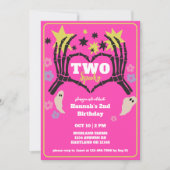 Invitation Deux filles squelettes Éffrayantes deuxième annive (Devant)