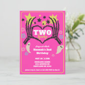 Invitation Deux filles squelettes Éffrayantes deuxième annive (Debout devant)