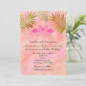 Invitation Deux Flamants roses roses Aquarelle mariage invita (Debout devant)