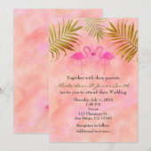 Invitation Deux Flamants roses roses Aquarelle mariage invita (Devant / Derrière)