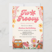 Invitation Deux fleur marguerite super Retro Super 2e anniver (Devant)