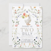 Invitation Deux Fleur sauvage d'oie soyeux Floral 2e annivers (Devant)
