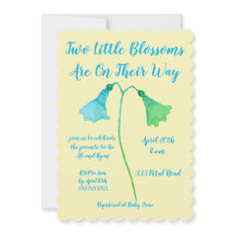 Deux fleurs Baby shower jumeaux à fleurs bleues