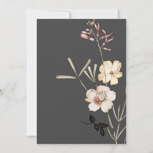 Invitation Deux fleurs blanches sur gris Mariage chrétien mod (Dos)