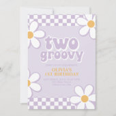 Invitation Deux Fleurs de Daisy Groovy Rétro Lilas (Devant)