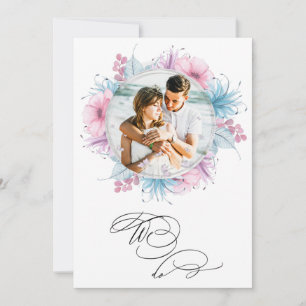 Invitation *~* Deux fleurs PHOTO RSVP + QR AR6 Mariage Entrée