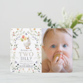 Invitation Deux Fleurs sauvages d'oie bête Photo 2e anniversa (Debout devant)